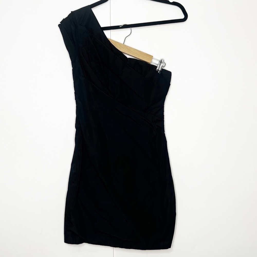 Kookai Black One Shoulder Ruched Dress